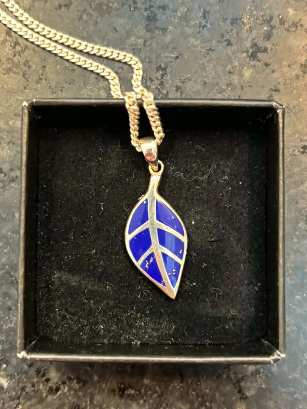 Bespoke Blue and Gold Leaf Pendant